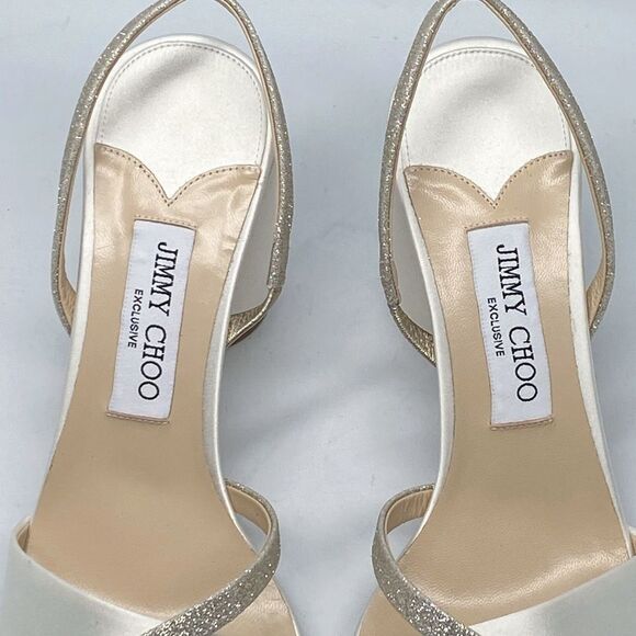 Jimmy Choo Plum Satin & Glitter Slingback Sandals size 39.5 - Picture 4 of 13